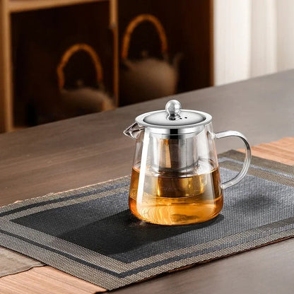 Big Glass Tea Pot with Metal Strainer