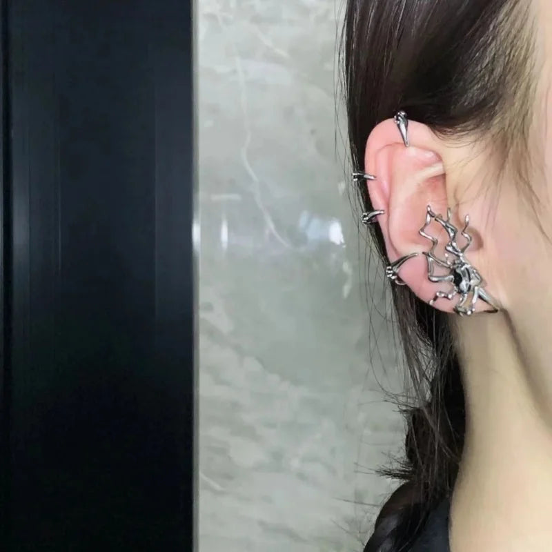 Dark Spider Web Drop Earrings