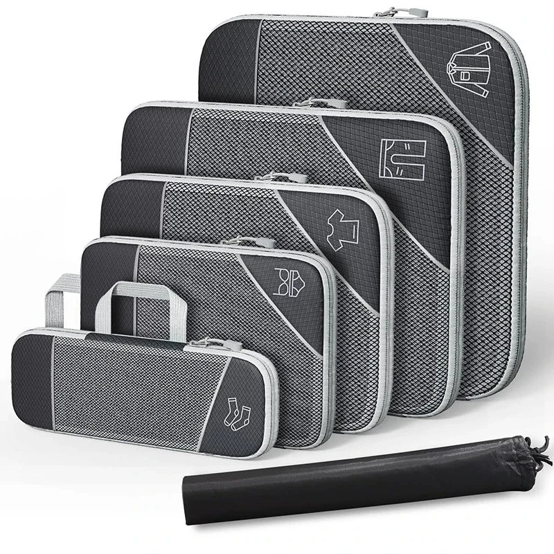 Compact Travel Packing Cube Set 6 Piece Waterproof Bags