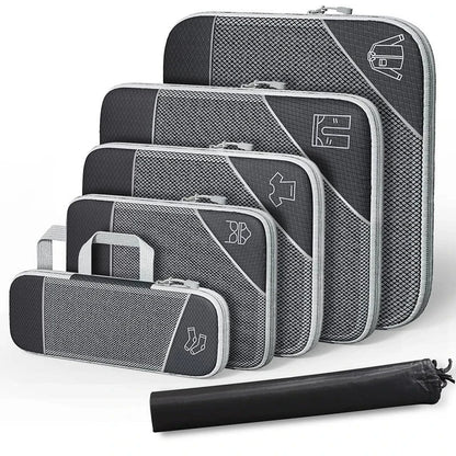 Compact Travel Packing Cube Set 6 Piece Waterproof Bags