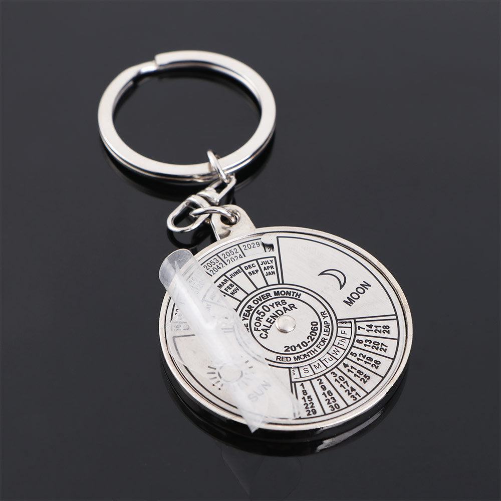 Small Silver Desk Calendar Keychain Necklace
