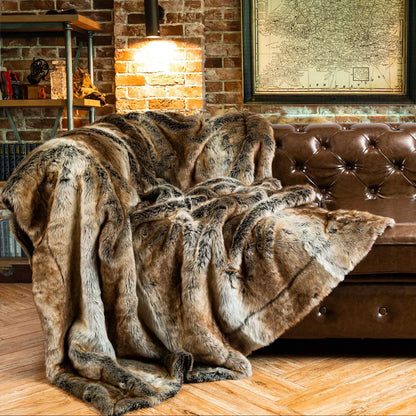 Cozy Faux Fur Throw Blanket Soft Home Accent - Luxicro