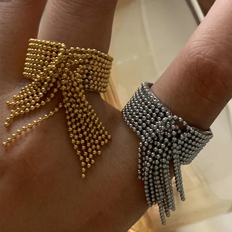Elegant 18K Gold Drop Adjustable Ring