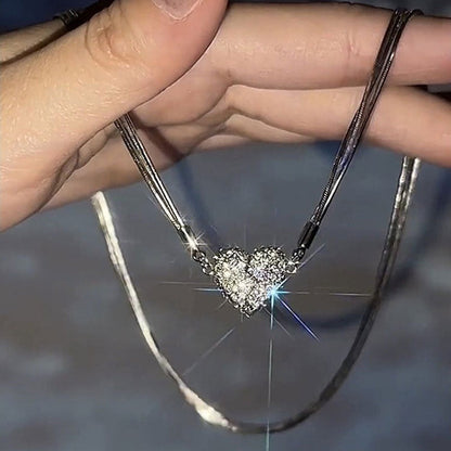 Shiny Gemstone Heart Shape Pendant Necklace - Luxicro