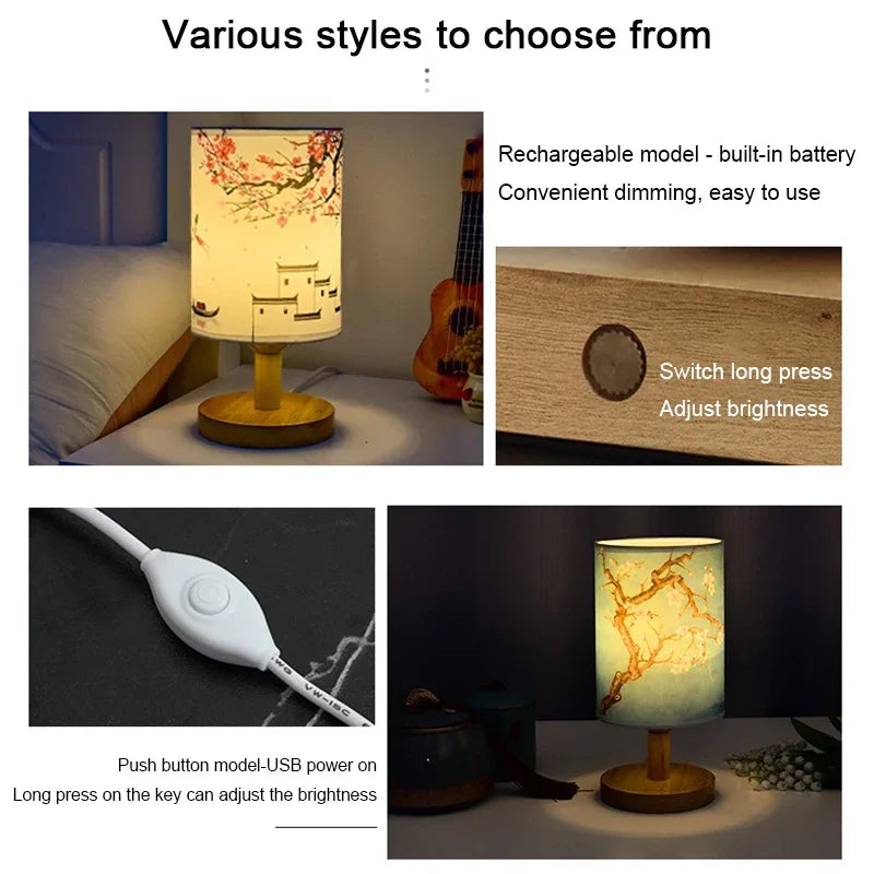 Classic Asian Style Table Light with Dimmer