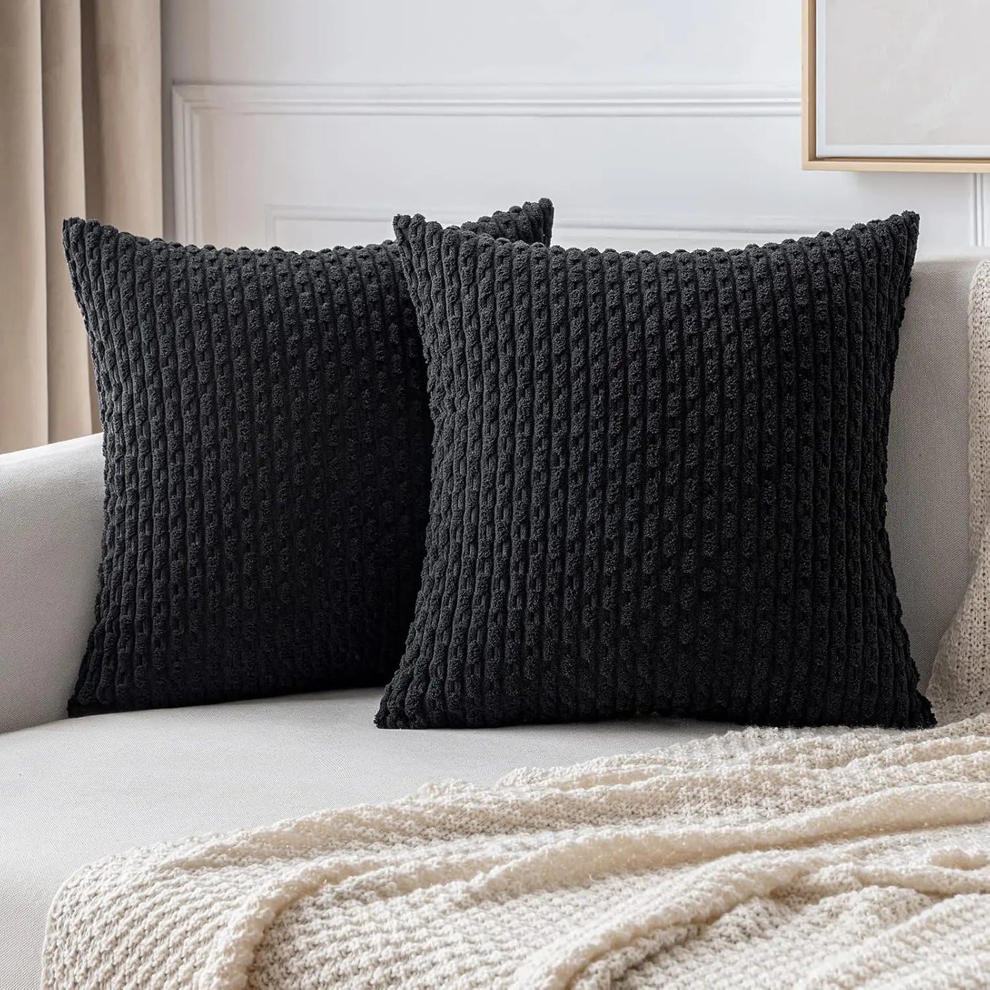 Soft Striped Velvet Decorative Pillow in Modern Rustic Style