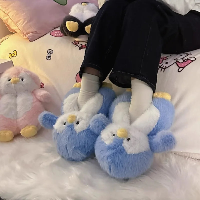 Cozy Penguin Fuzzy Slipper Boots