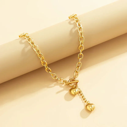 Trendy Double Heart Chain Layered Necklace Set