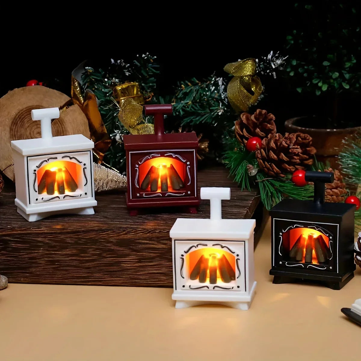 Tiny LED Mini Fireplace Doll House Accessory