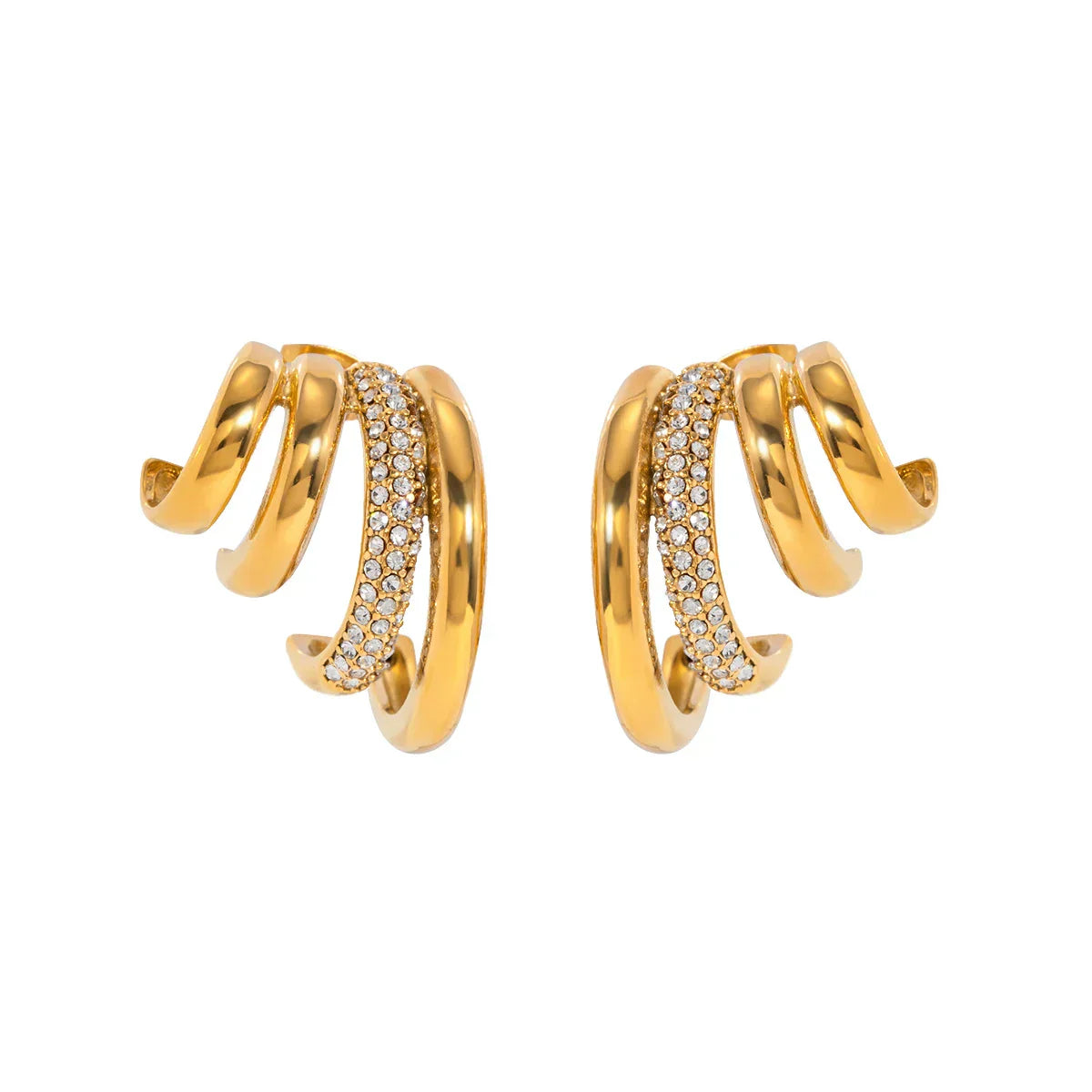 High End 18k Gold Close Fitting Stud Earrings