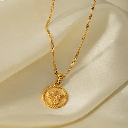 Elegant 18k Gold Angel Pendant Necklace