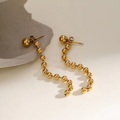 Elegant Dainty Beaded Gold Earrings