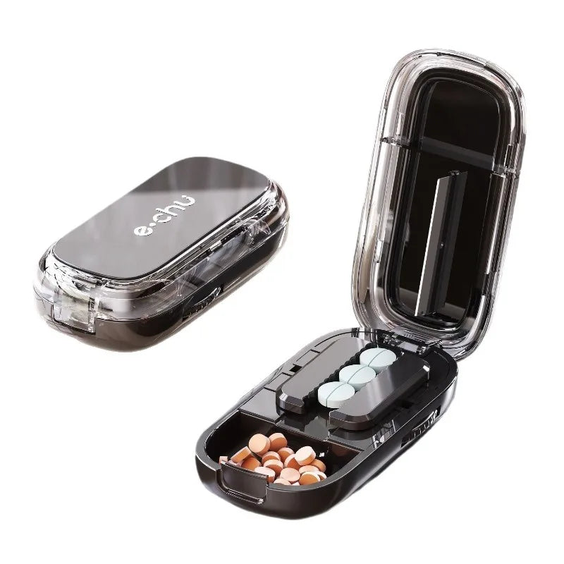 Compact Travel Pill Box Cutter Container