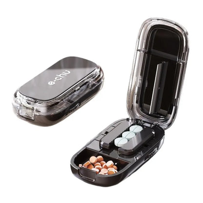 Compact Travel Pill Box Cutter Container