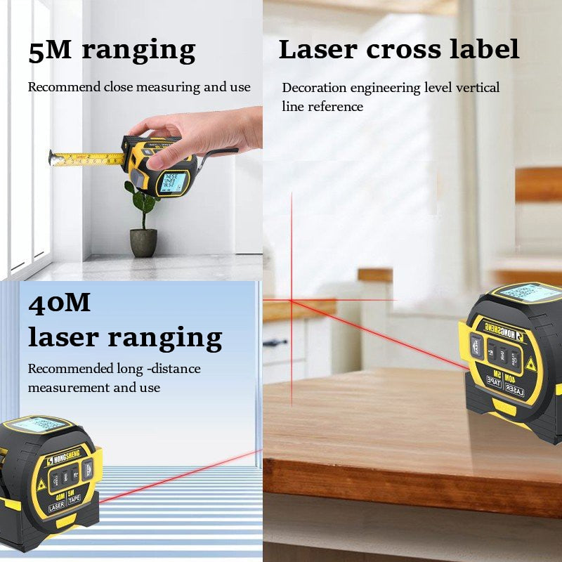 Compact 3 in 1 Laser Distance Meter Tool
