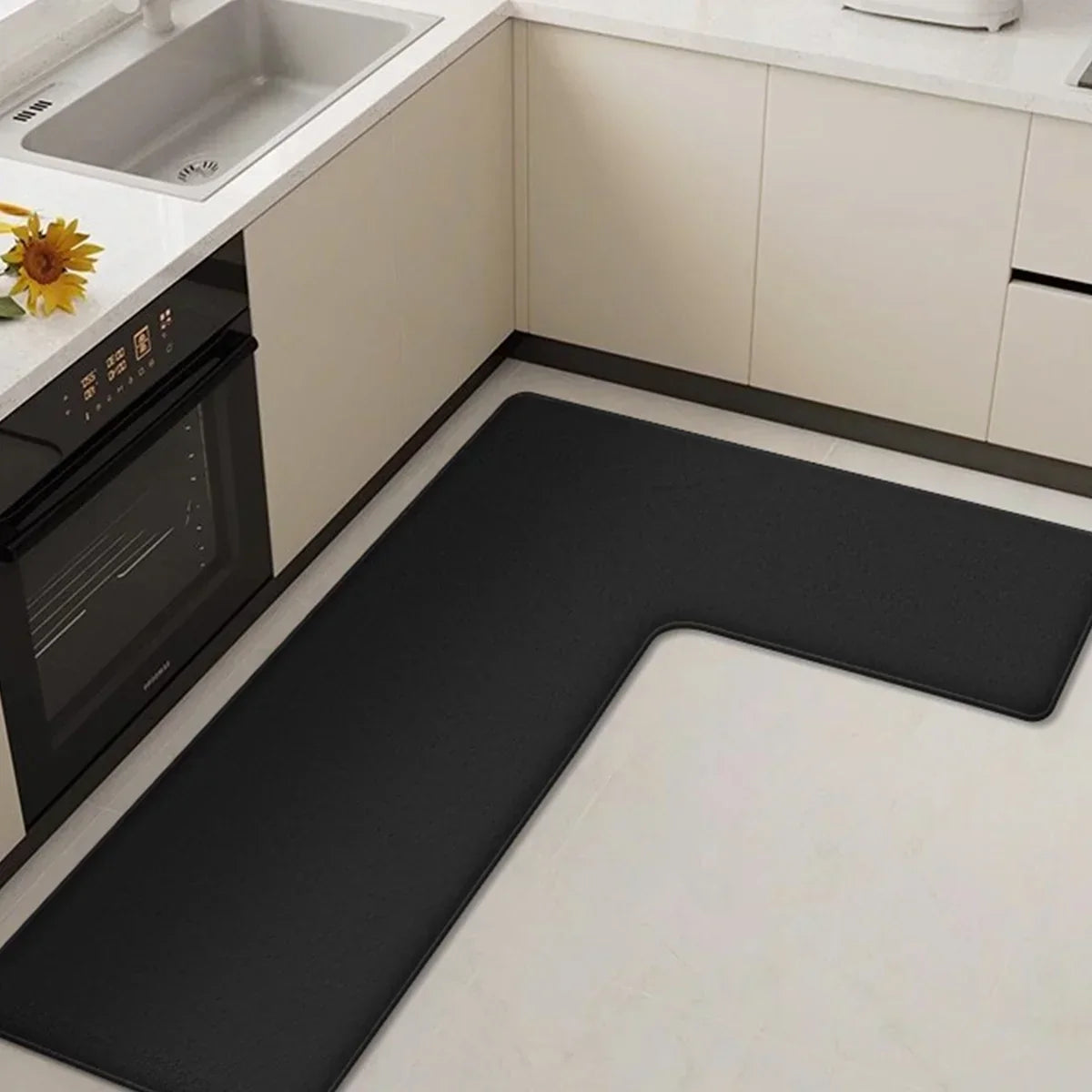 Plush Non-Slip L-Shaped Kitchen Floor Mat