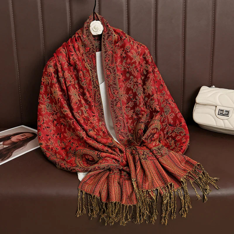 Soft Cashmere Women's Scarf with Warm Luxury Print - Luxicro