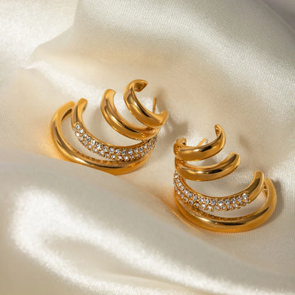 High End 18k Gold Close Fitting Stud Earrings