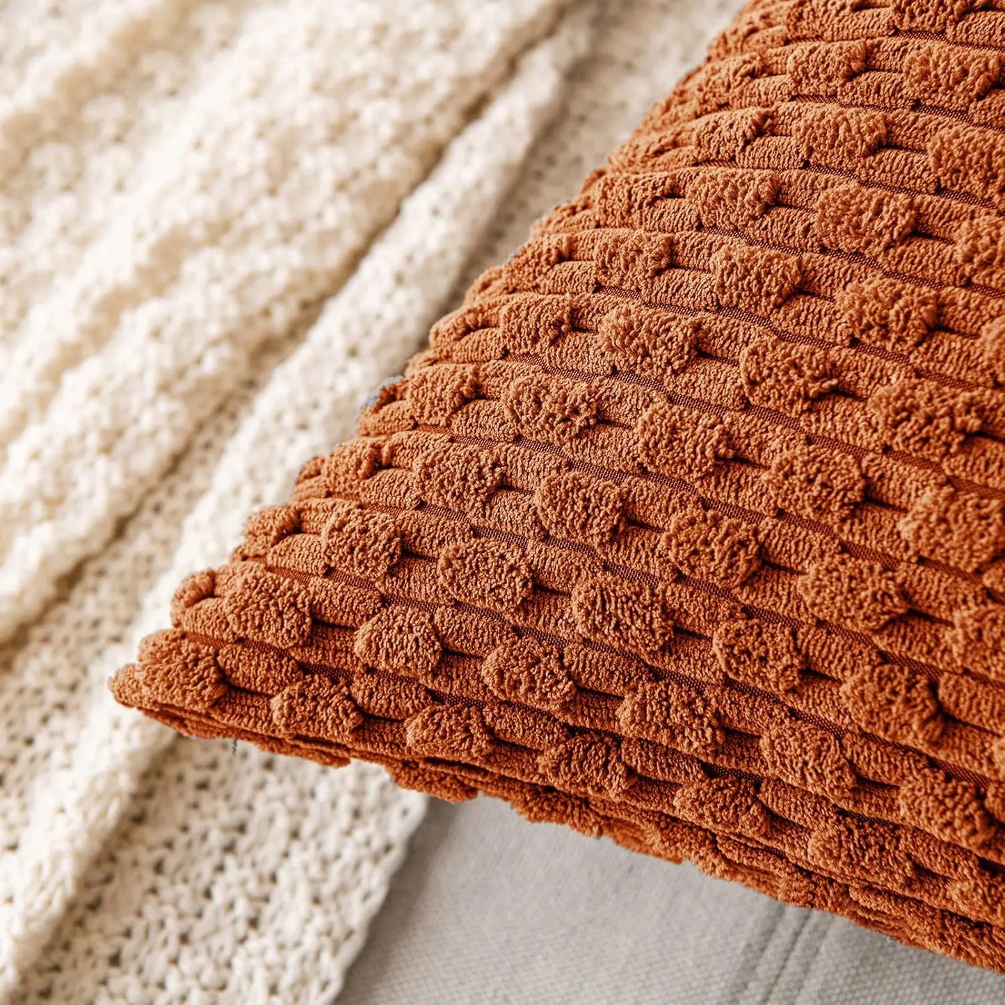 Soft Striped Velvet Decorative Pillow in Modern Rustic Style
