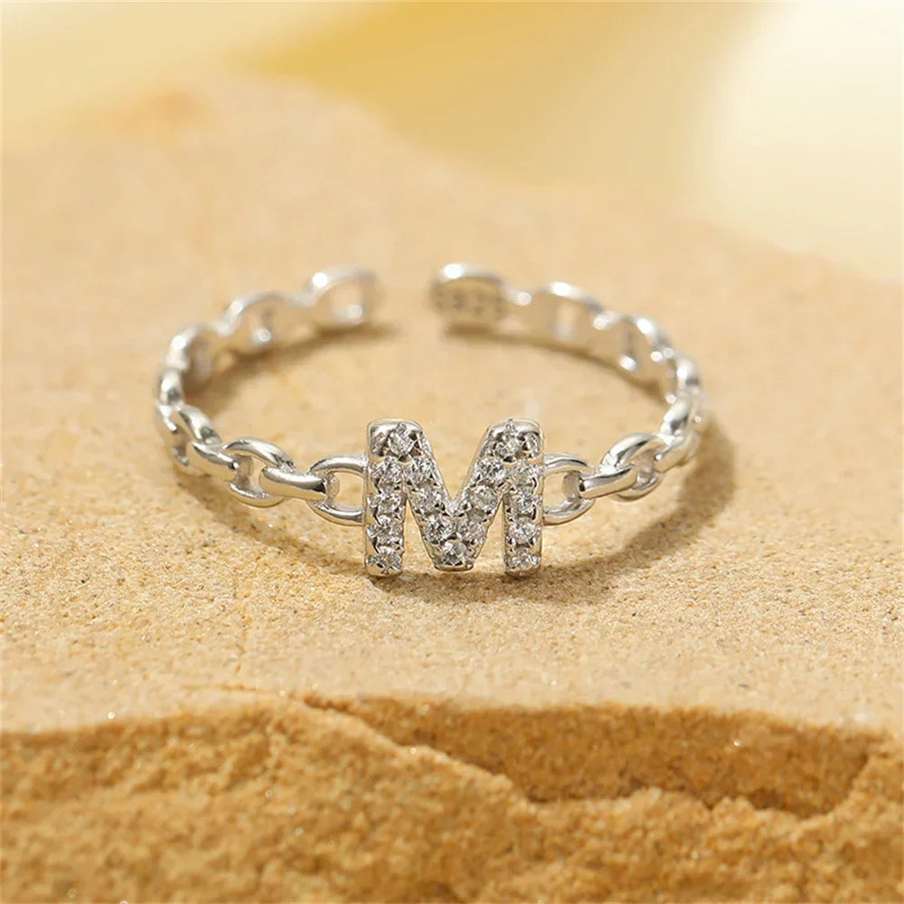 Elegant Initial Diamond Letter Ring
