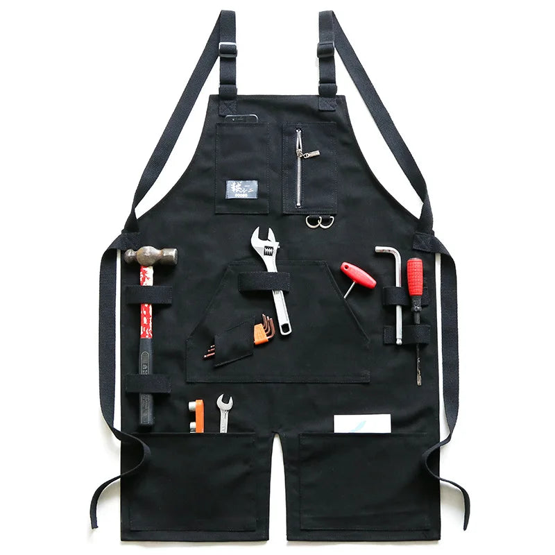Heavy Duty Adjustable Crossback Work Apron with Pockets