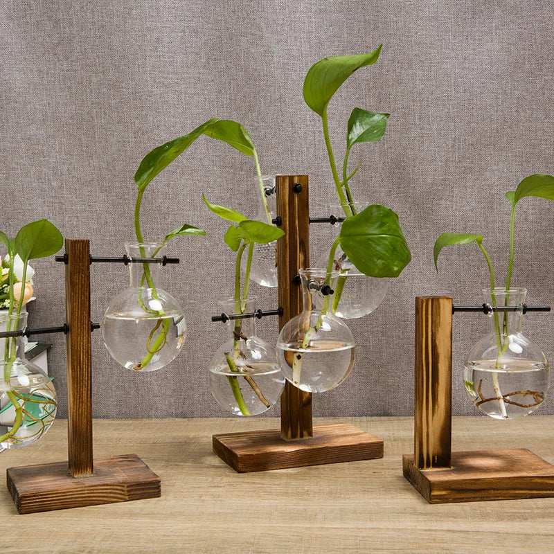 Contemporary Wooden Table Vase 3 Piece Set