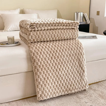 Cozy Red Checked Blanket for Living Room
