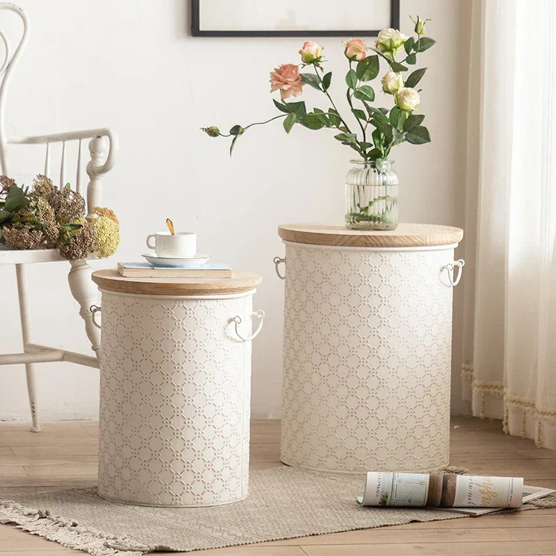 Space Saving Iron Side Table with Storage Bin - Luxicro