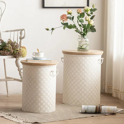Space Saving Iron Side Table with Storage Bin - Luxicro