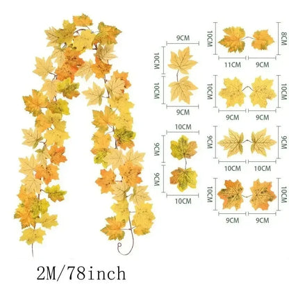 Fall Faux Maple Leaf Hanging Decoration Garland