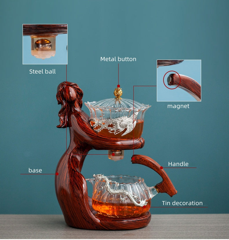 Whimsical Oceanic Wood Teapot