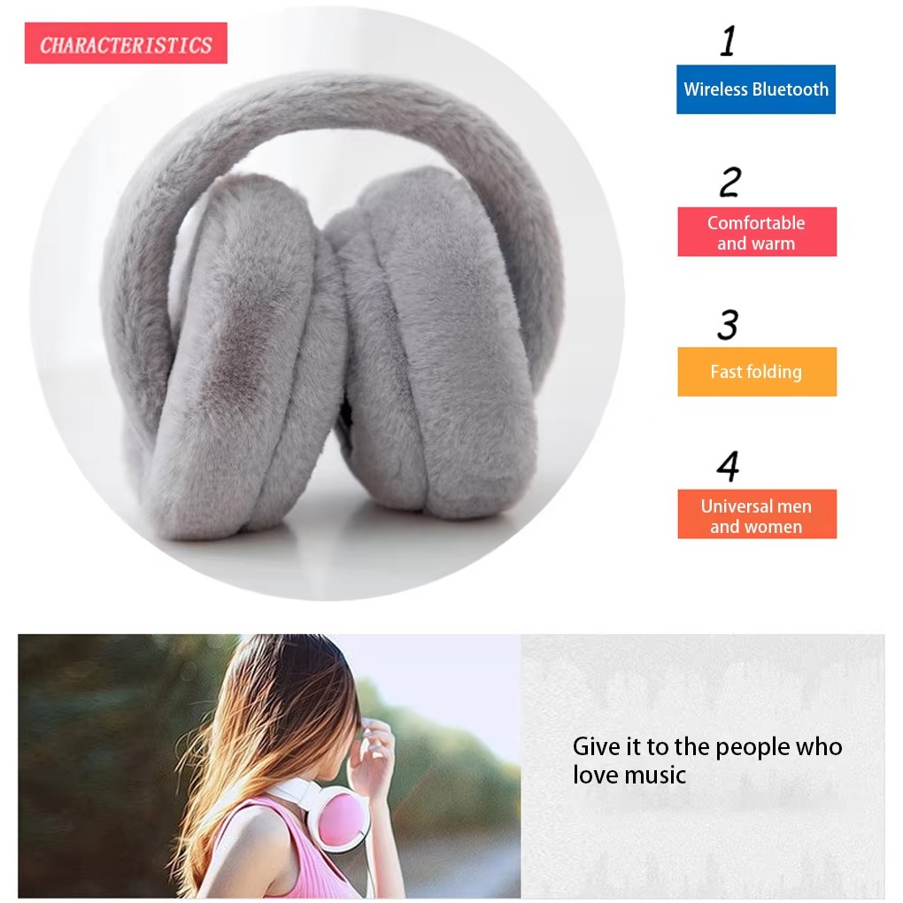 Cozy Bluetooth Headphones with Faux Fur Covers