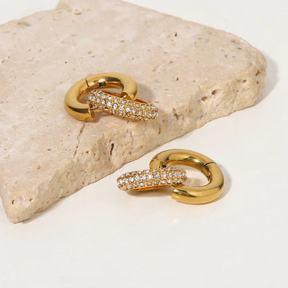 Luxurious 18k Gold Diamond Dangle Hug Earrings