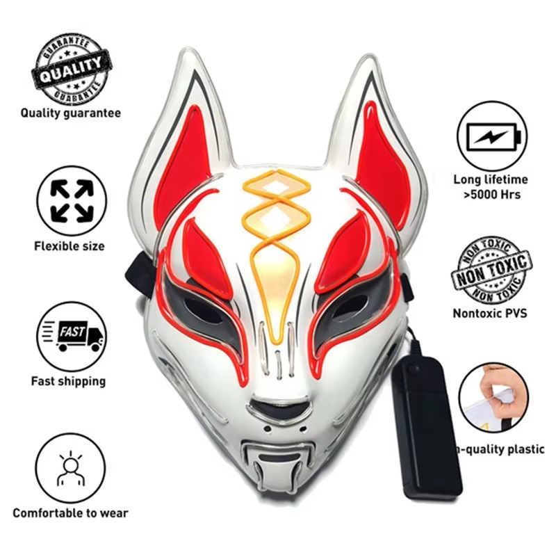 Bright LED Fox Face Mask for Halloween