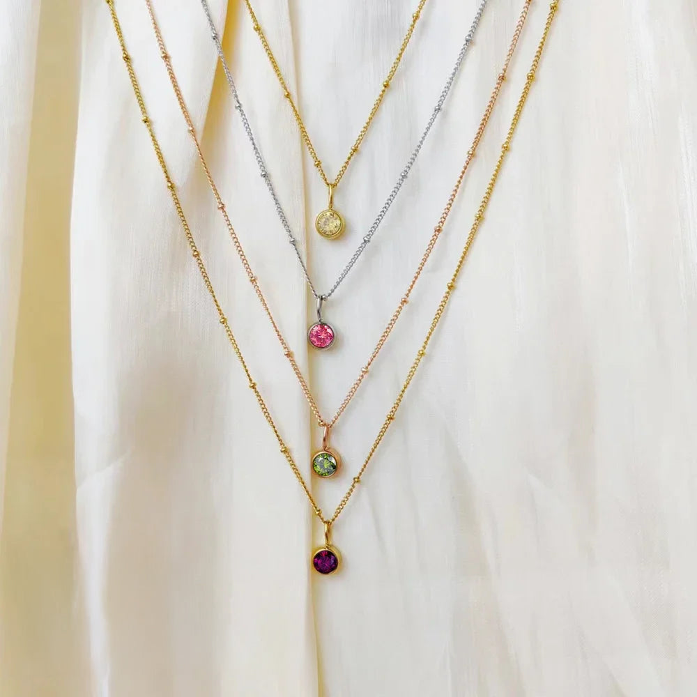 Dainty Stone Circle Choker Necklace - Luxicro