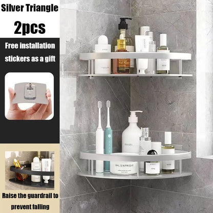 Simple Corner Shower Shelf in Silver Finish