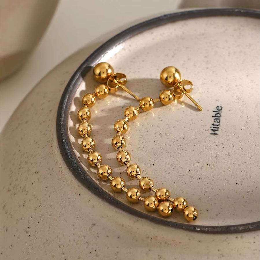 Elegant Dainty Beaded Gold Earrings