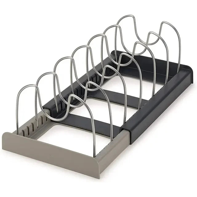 Space Saving Kitchen Pot Lid Holder – 7 Adjustable Compartments