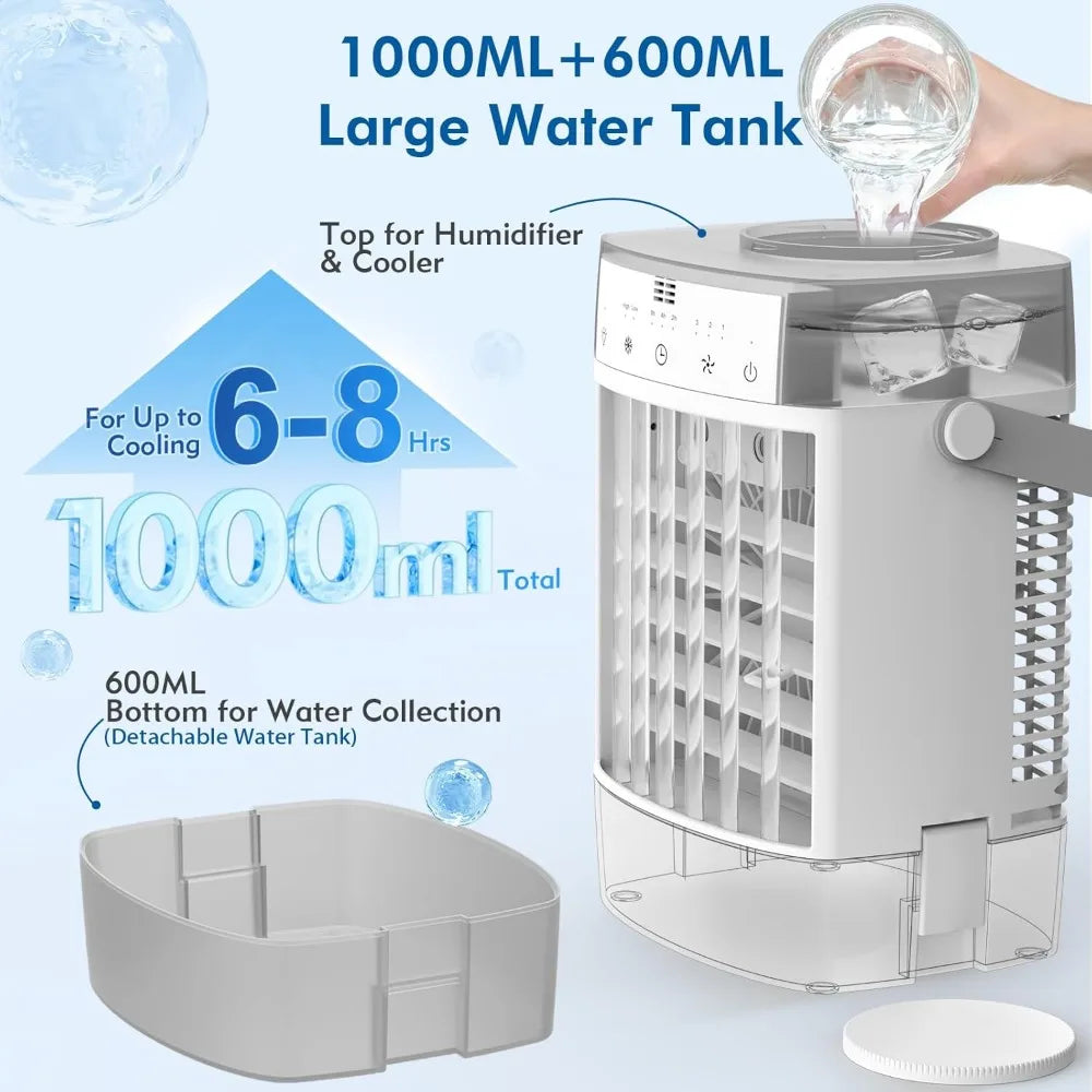 Mini Portable AC Unit with Timer and Large Water Tank