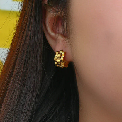 Fashionable Clock Design Dangle Earrings