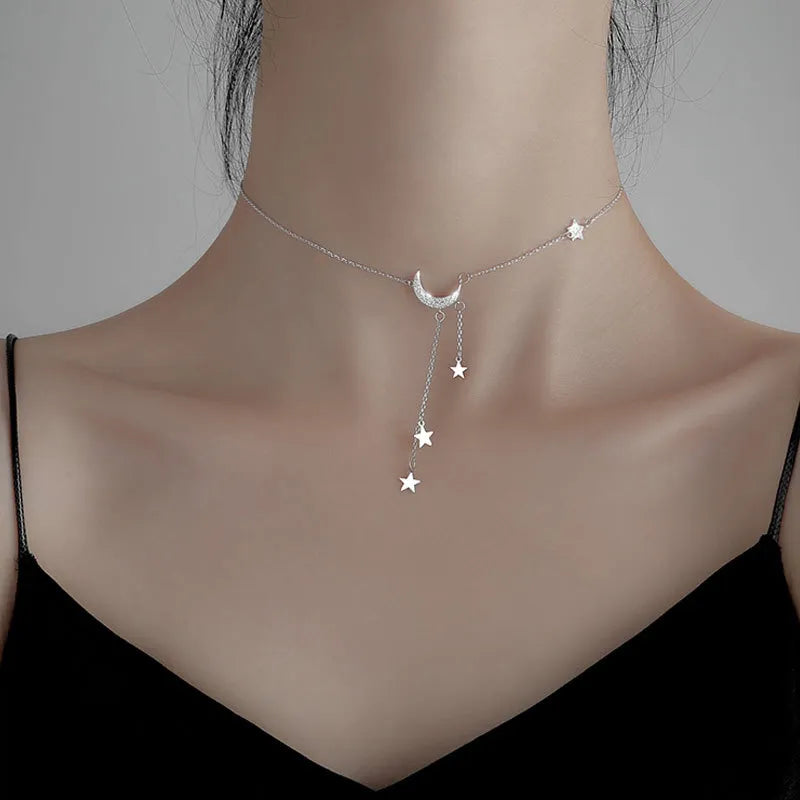 Shining Star and Moon Chain Necklace