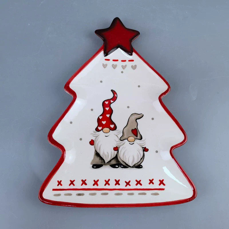 Festive Red Ceramic Holiday Plate Set - Luxicro