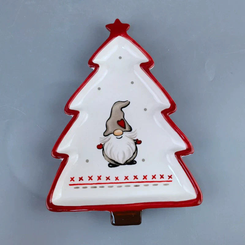 Festive Red Ceramic Holiday Plate Set