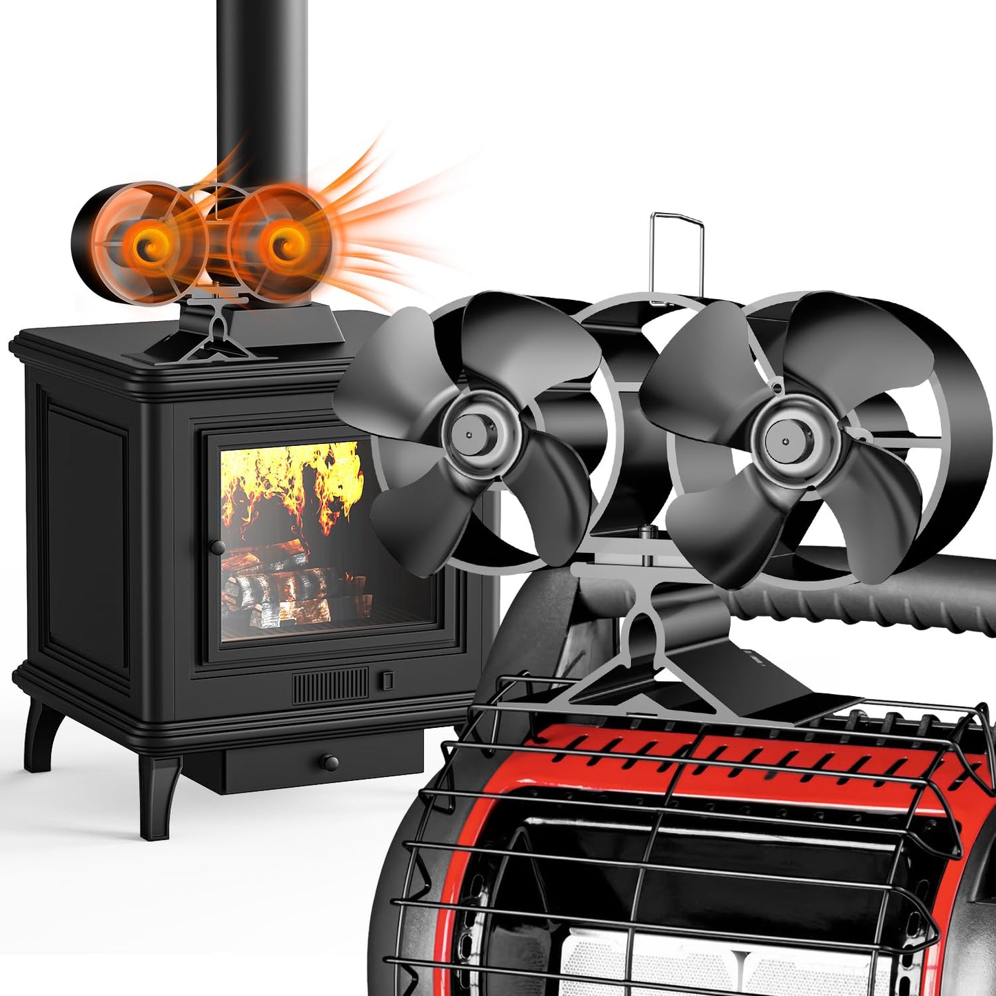 Powerful 4-Blade Wood Stove Fan