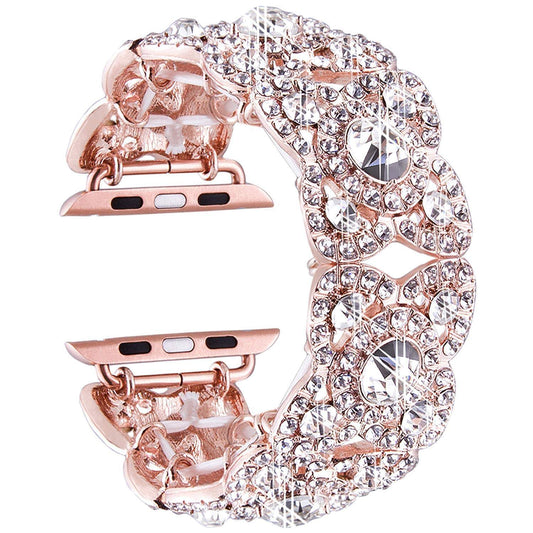 Blinged Floral Stainless Steel Apple Watch Band - Luxicro