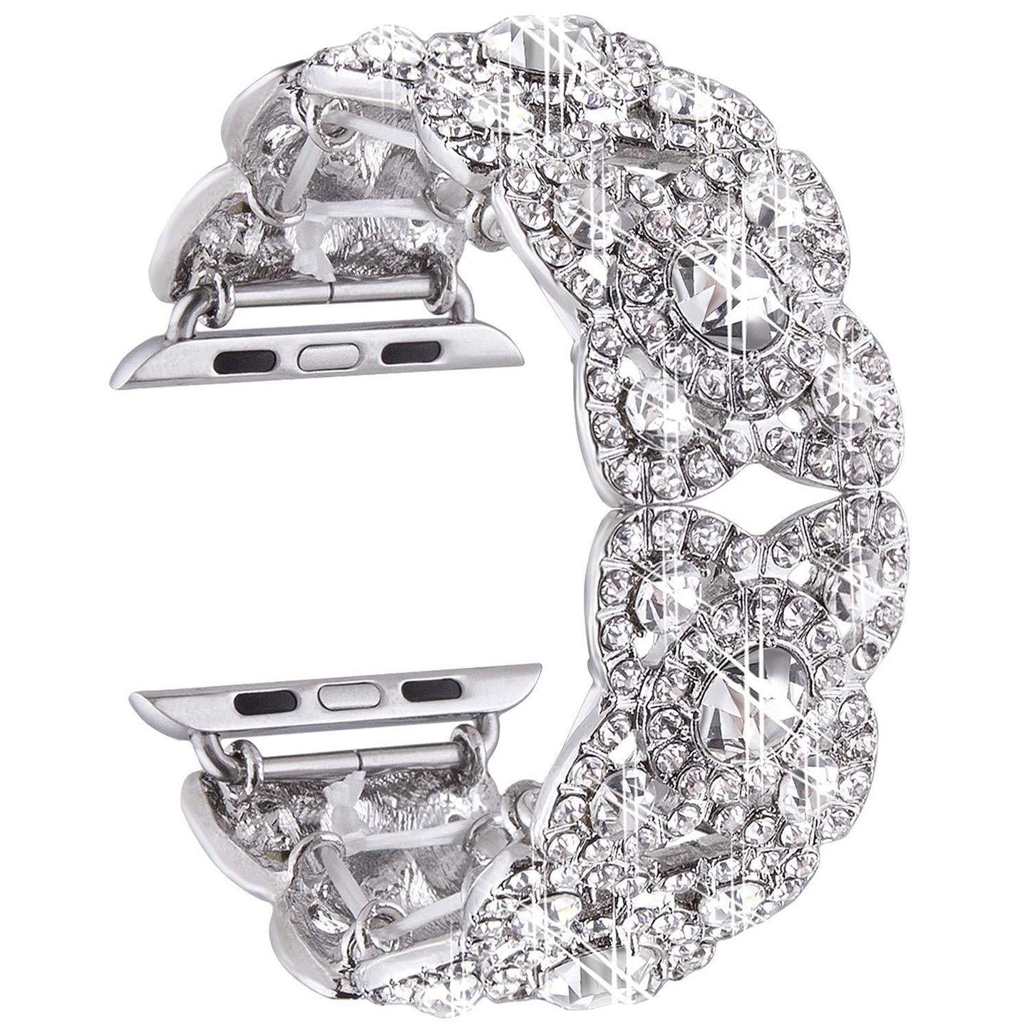 Blinged Floral Stainless Steel Apple Watch Band
