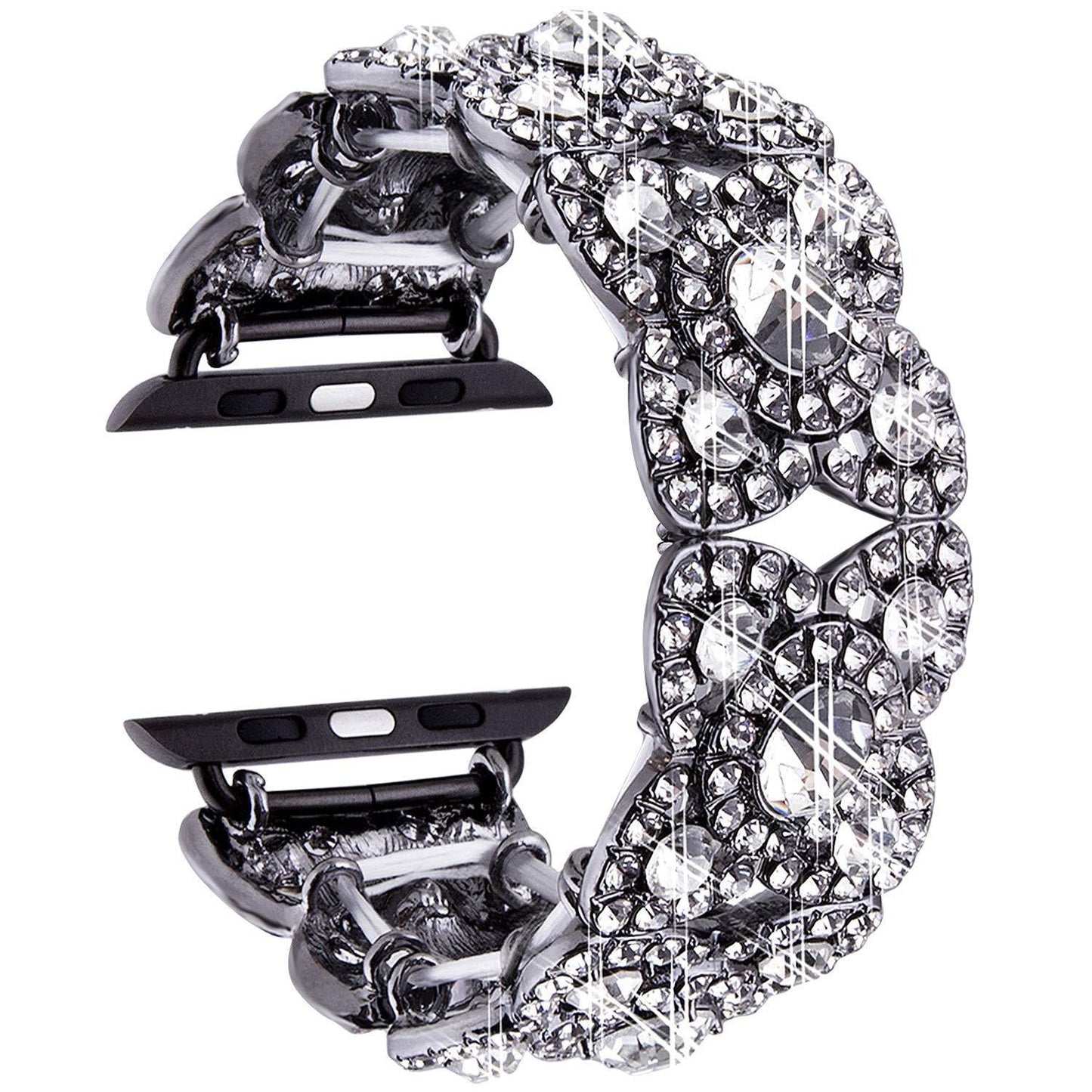 Blinged Floral Stainless Steel Apple Watch Band