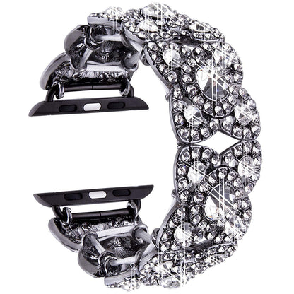 Blinged Floral Stainless Steel Apple Watch Band