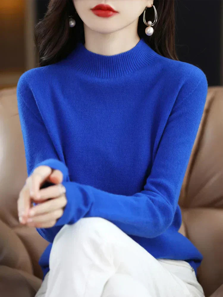 Cozy Crew Neck Wool Sweater for Women