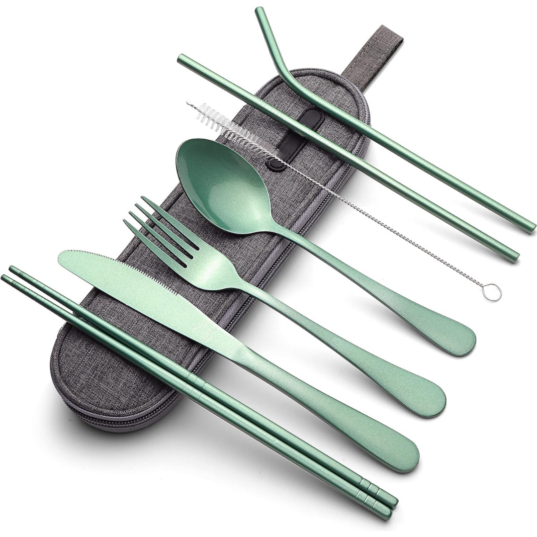 Compact 4pc Reusable Travel Utensil Set